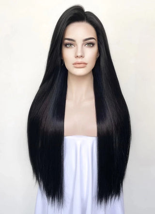 Peruca Monifilament Negru Intens - 70 Cm